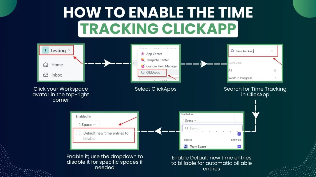 To enable the Time Tracking ClickApp