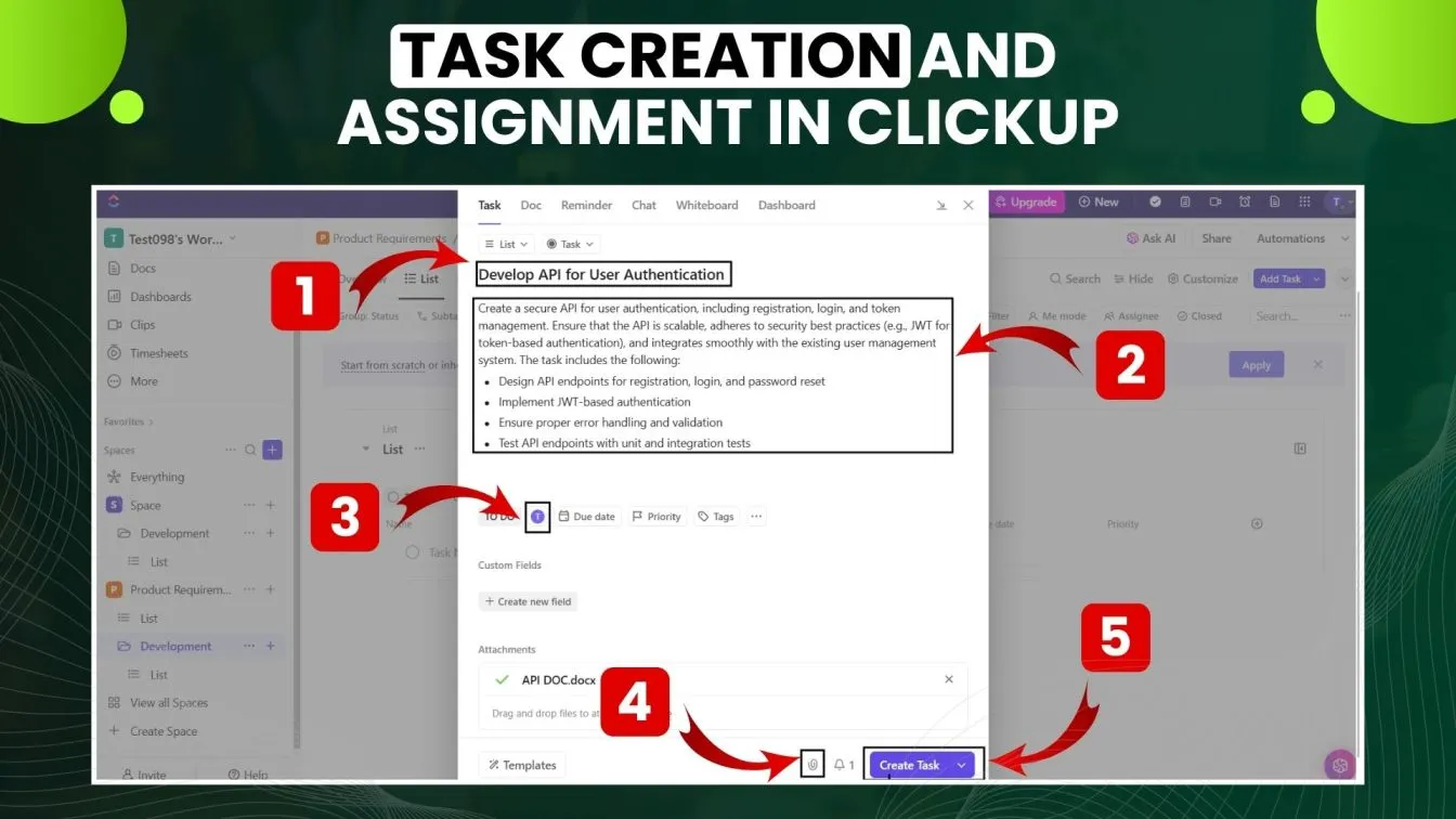 Task Creation and Assignment in Clickup