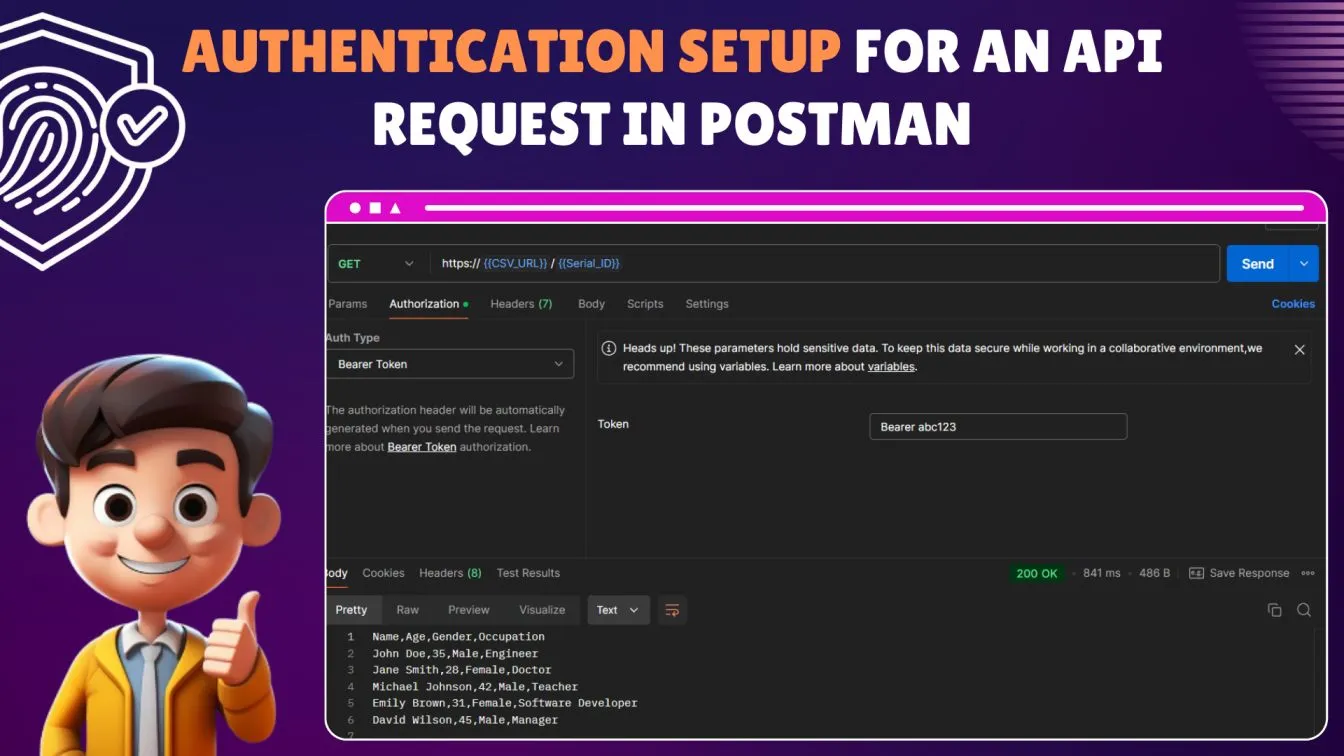 Authentication Setup for an API Request in Postman