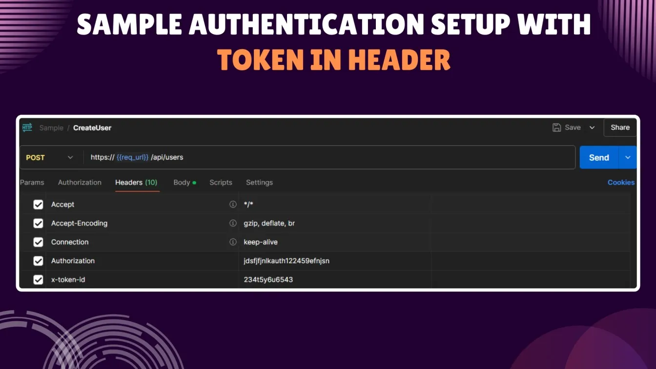 Sample authentication setup with token in header