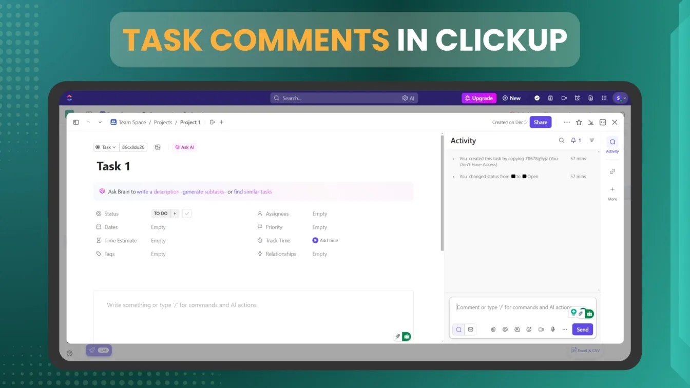 Task Comments in ClickUp
