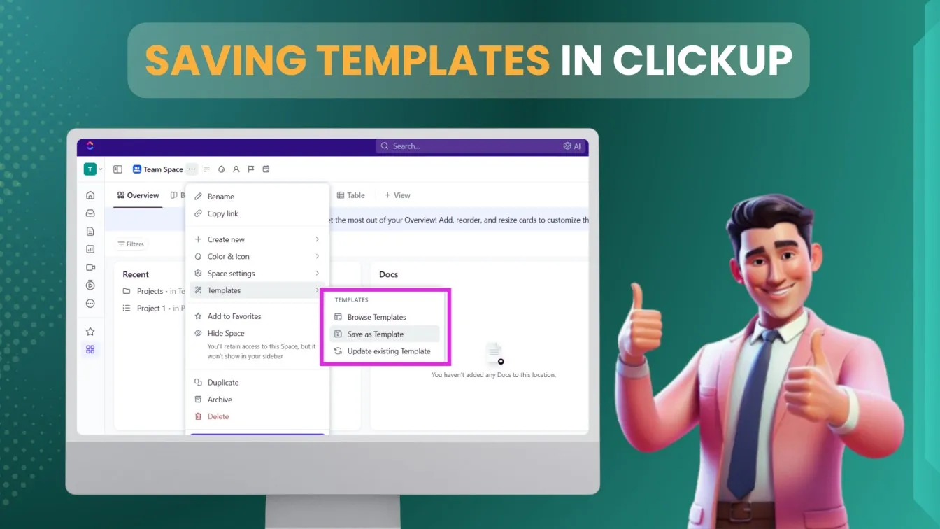 Saving Templates in ClickUp