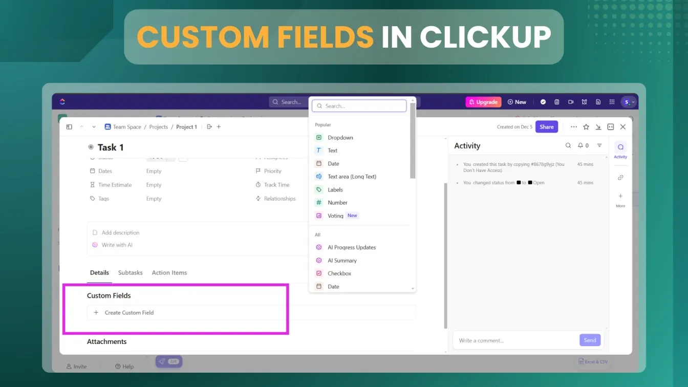 Custom Fields in ClickUp