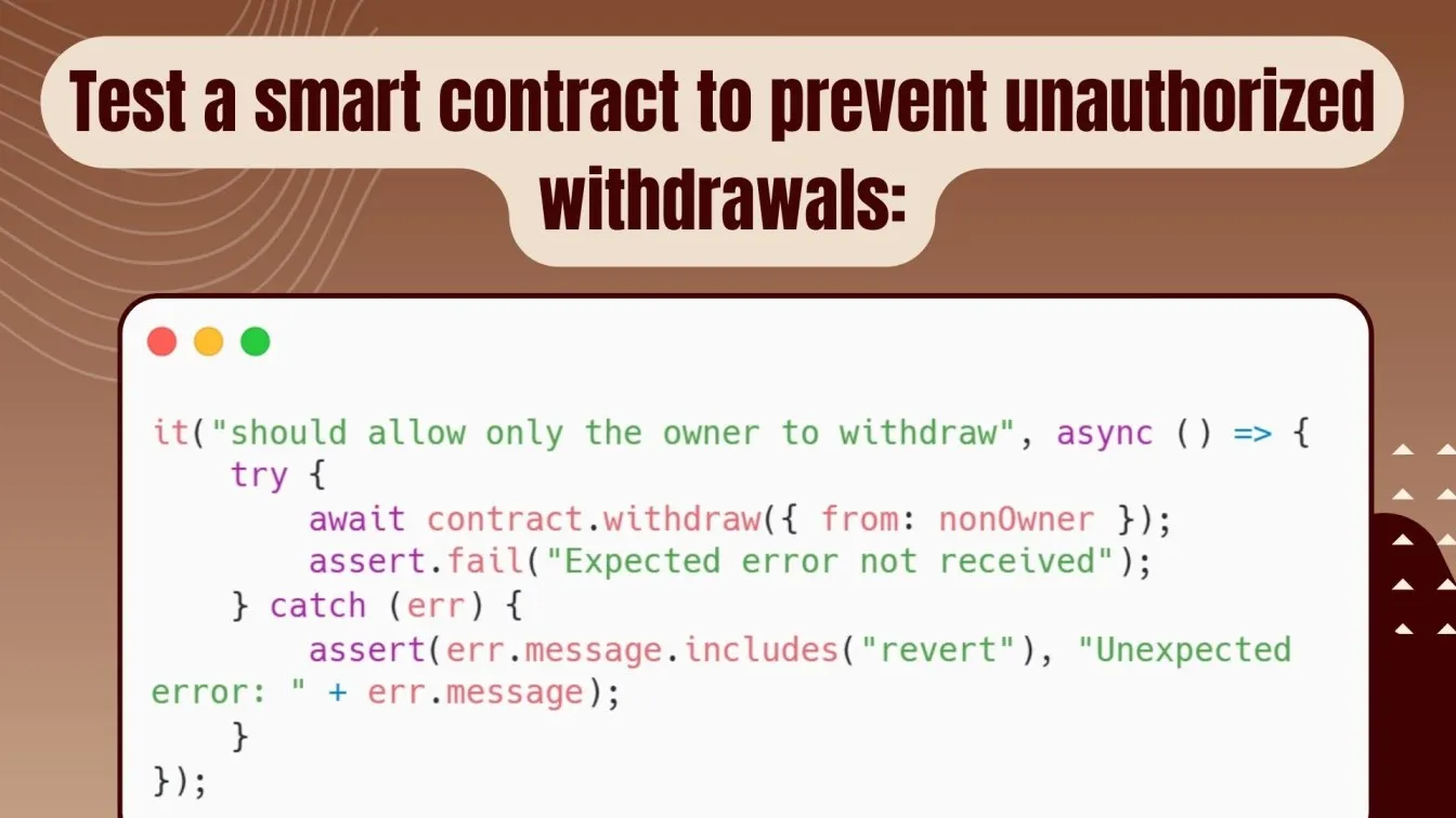 Test a smart contract to prevent unauthorized withdrawals: