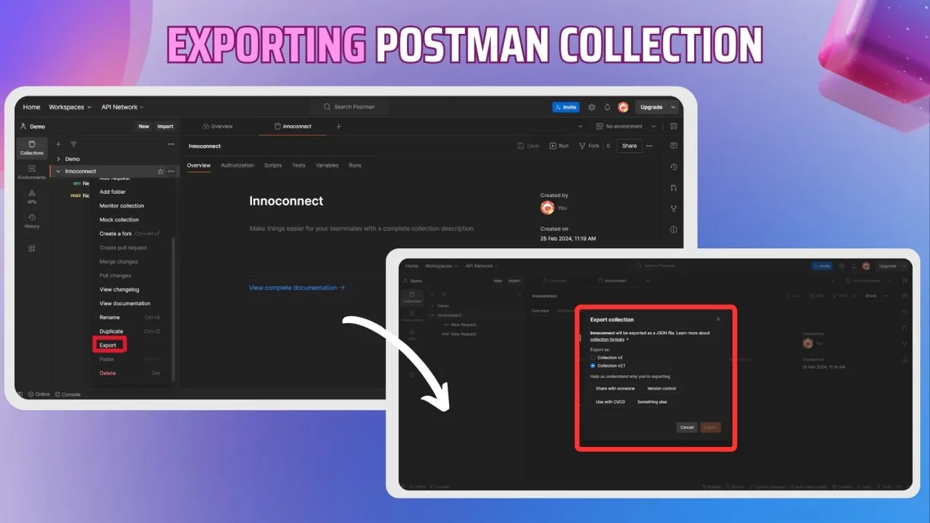 Exporting Postman Collection