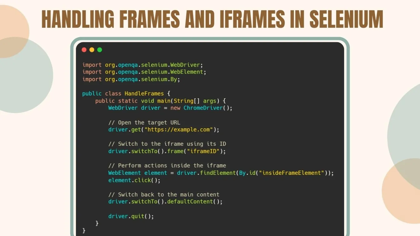 handle frames and iframes in Selenium
