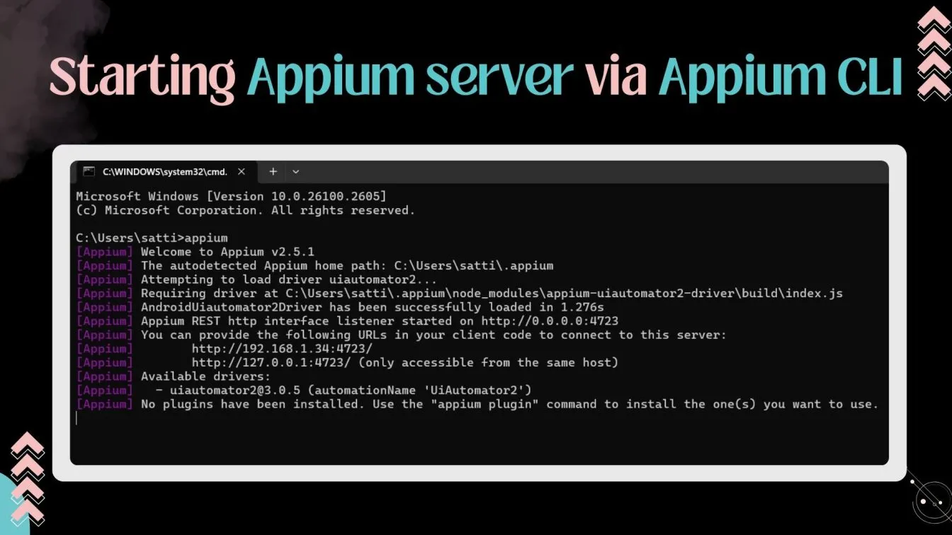 Starting Appium server via Appium CLI