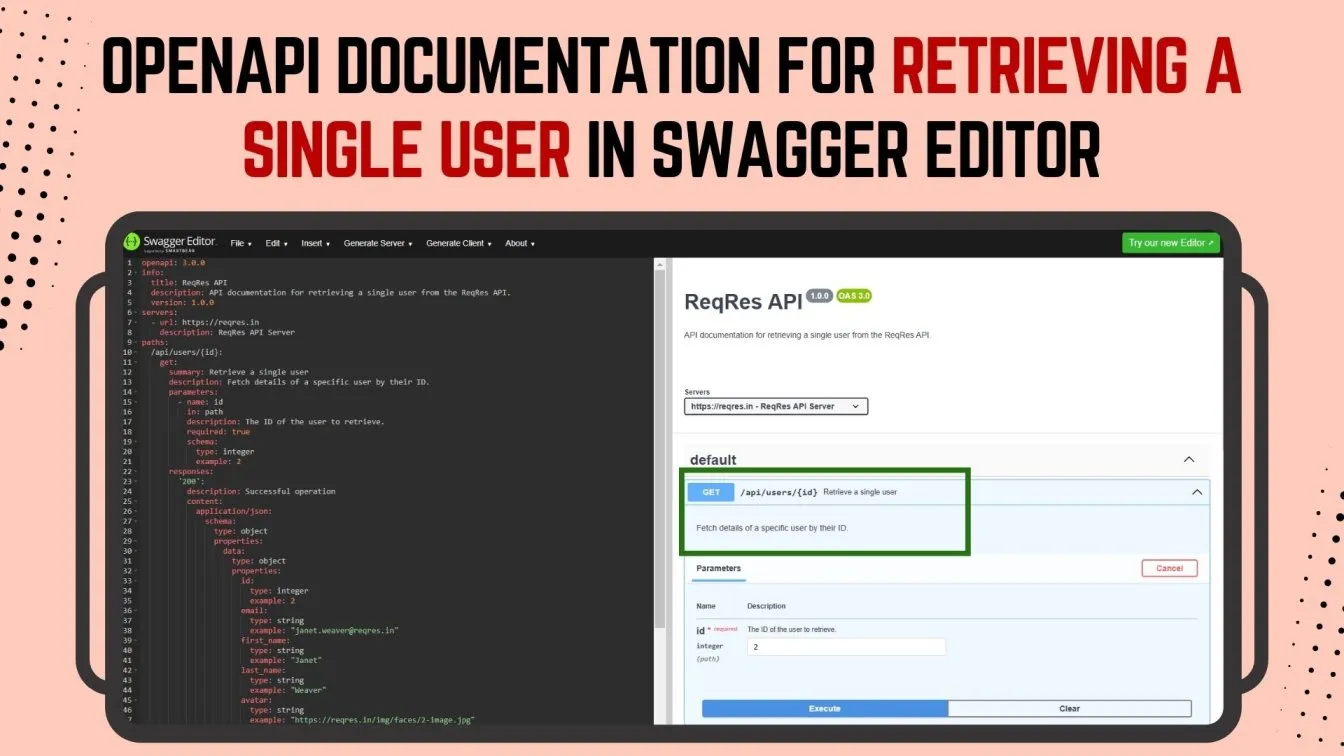 OpenAPI Documentation for Retrieving a Single User in Swagger Editor