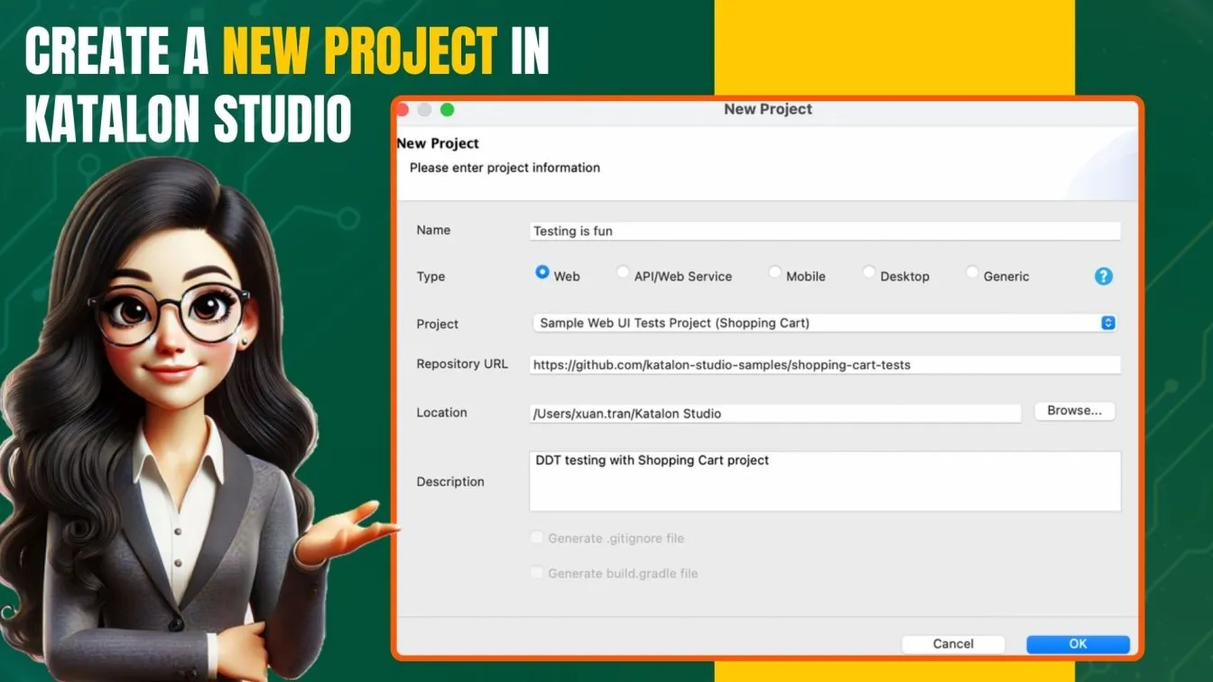 Create a new project in Katalon Studio