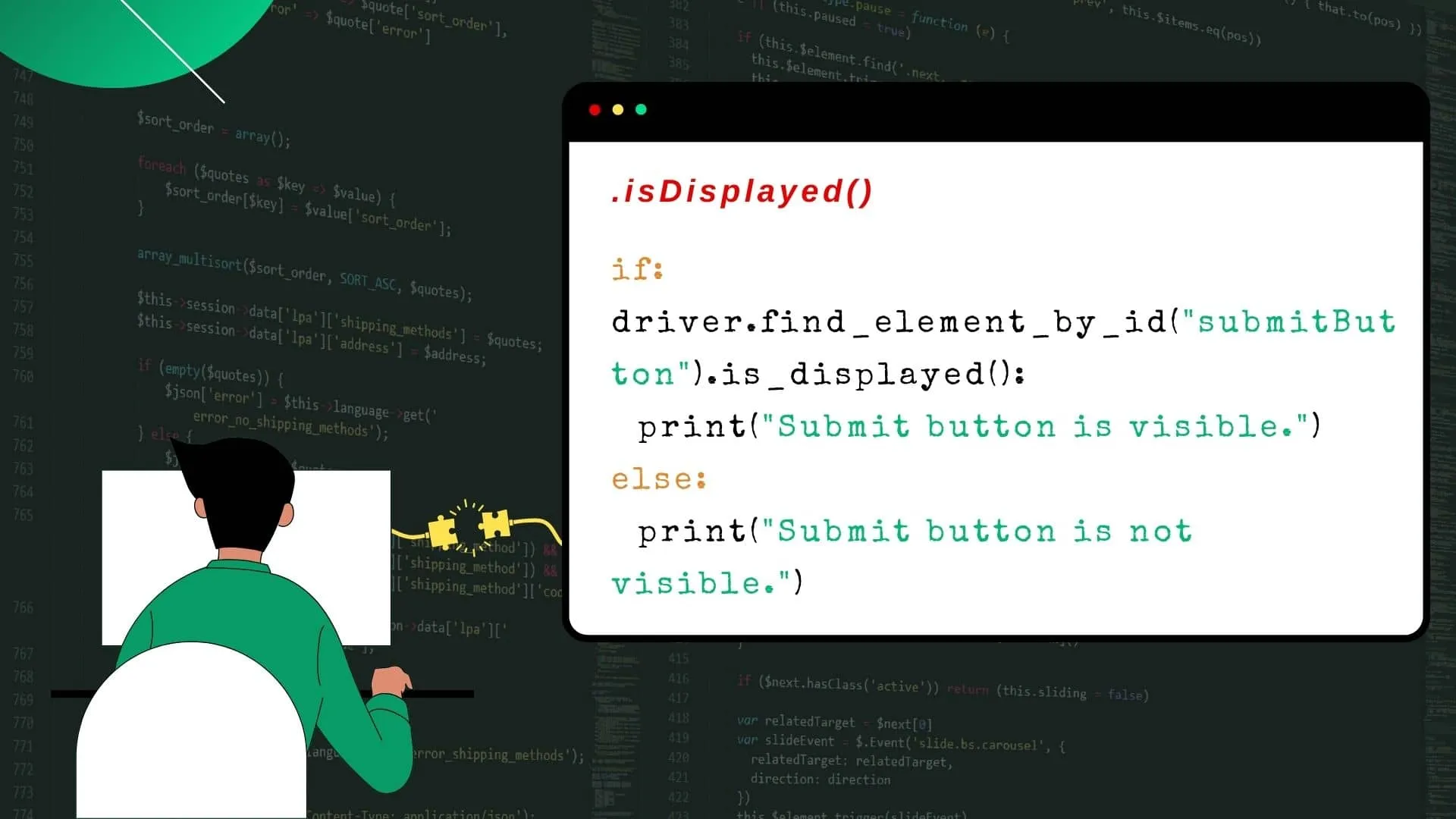 A small script showing the code of the is Displayed()