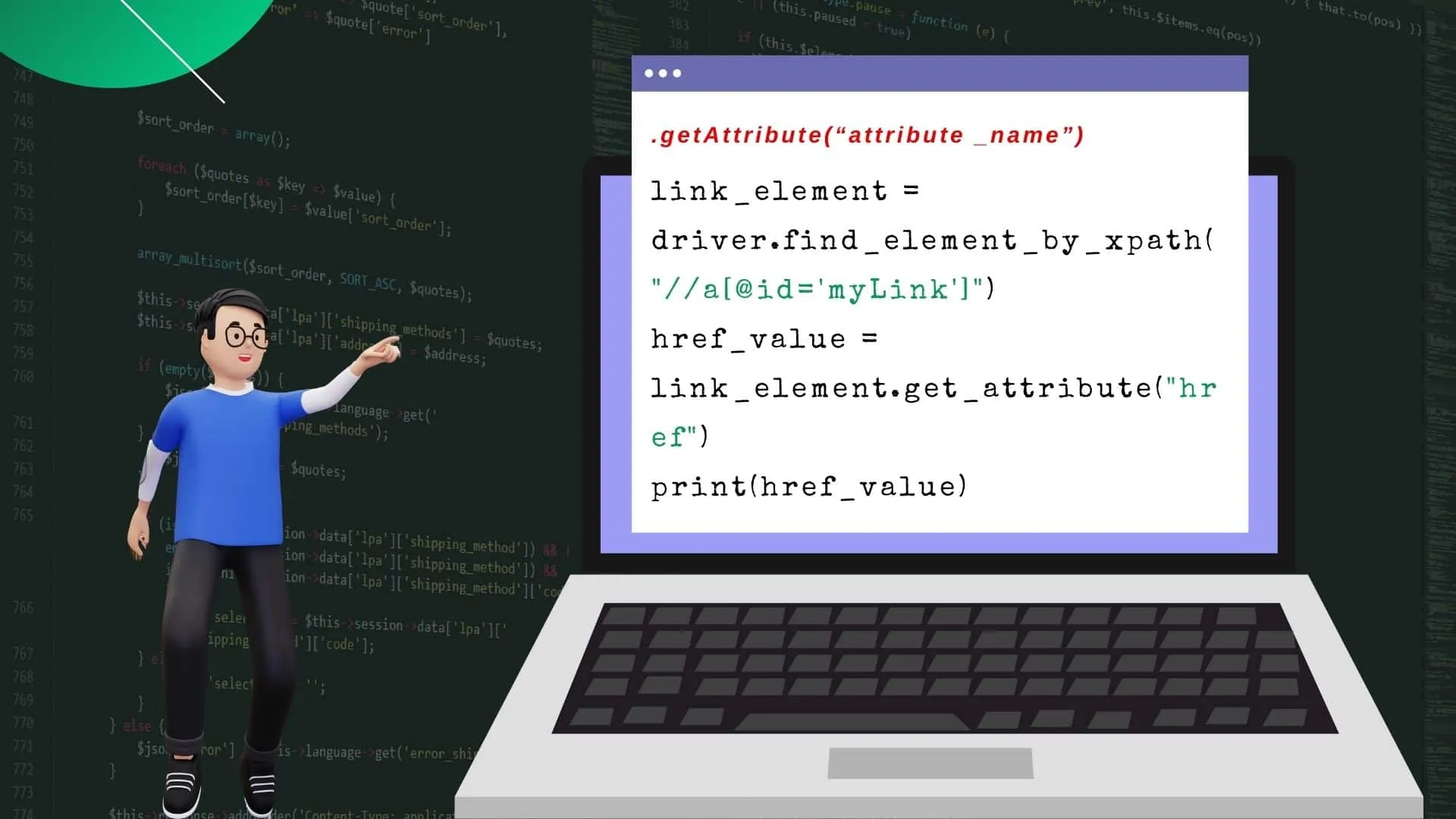 A small script showing the code of the getAttribute()