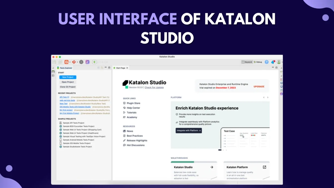User Interface of Katalon Studio