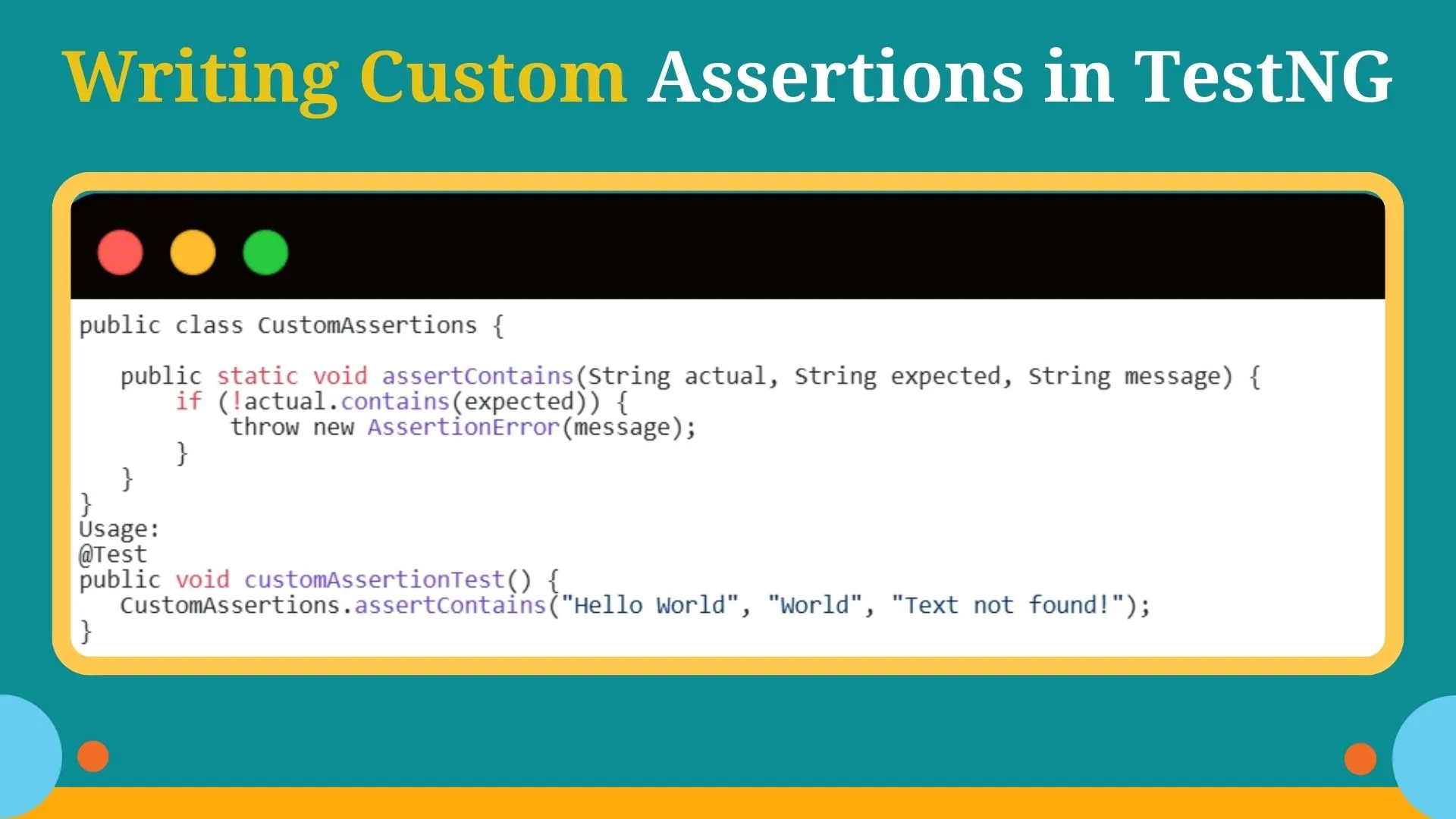 Writing Custom Assertions in TestNG