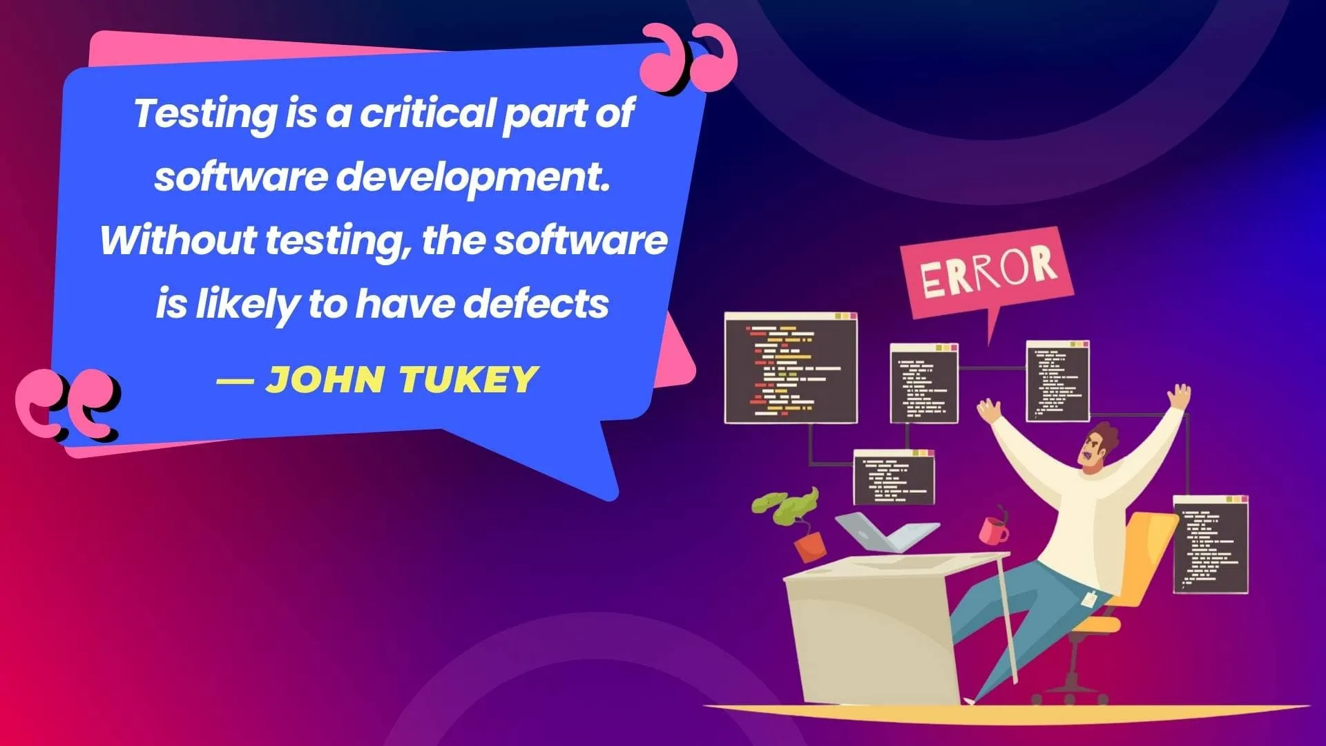 Testing is a critical part of software development. Without testing, the software is likely to have defects.