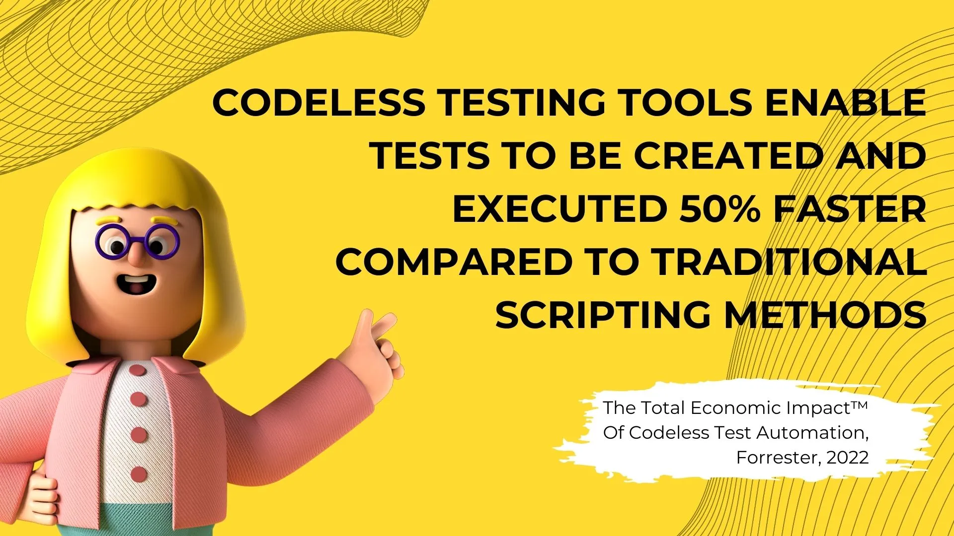 Codeless testing tools enable tests to be created and executed 50% faster compared to traditional scripting methods