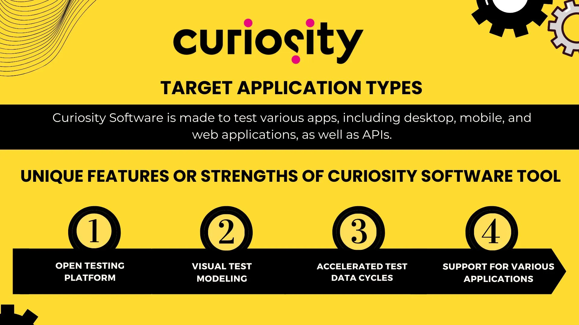 Curiosity Software is made to test various apps, including desktop, mobile, and web applications, as well as APIs.