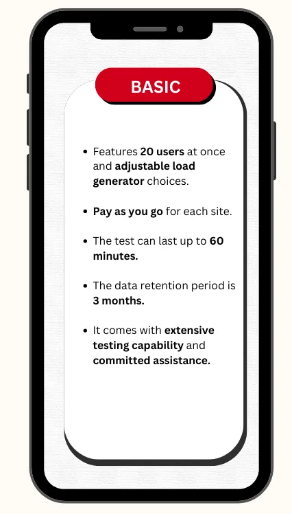 Basic Plan: Upgraded features are available for $48 per test.