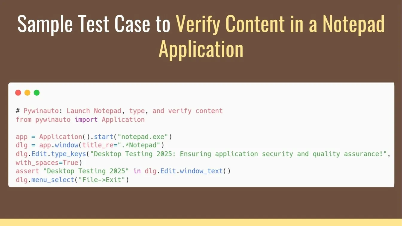 Sample Test Case to Verify Content in a Notepad Application