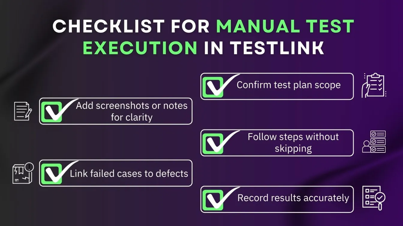 Checklist for Manual Test Execution in TestLink.
