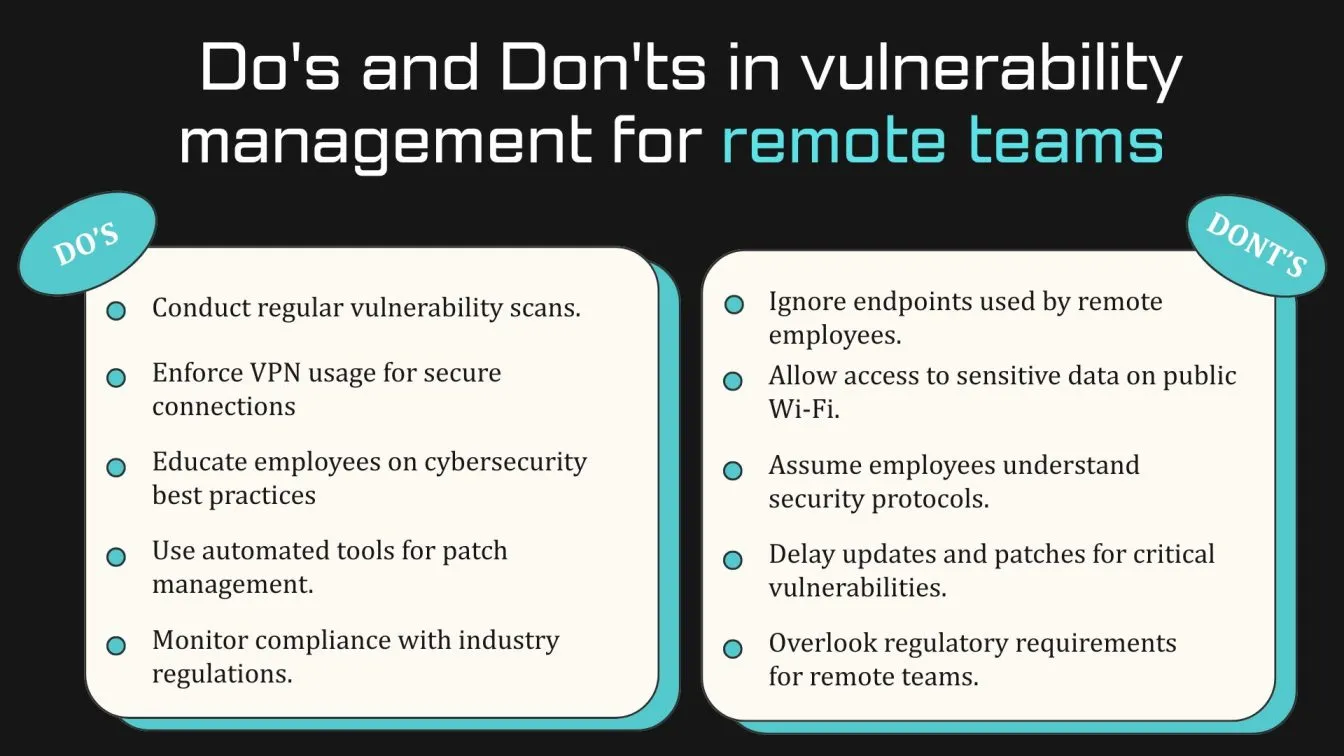Do's and Don'ts in vulnerability management for remote teams