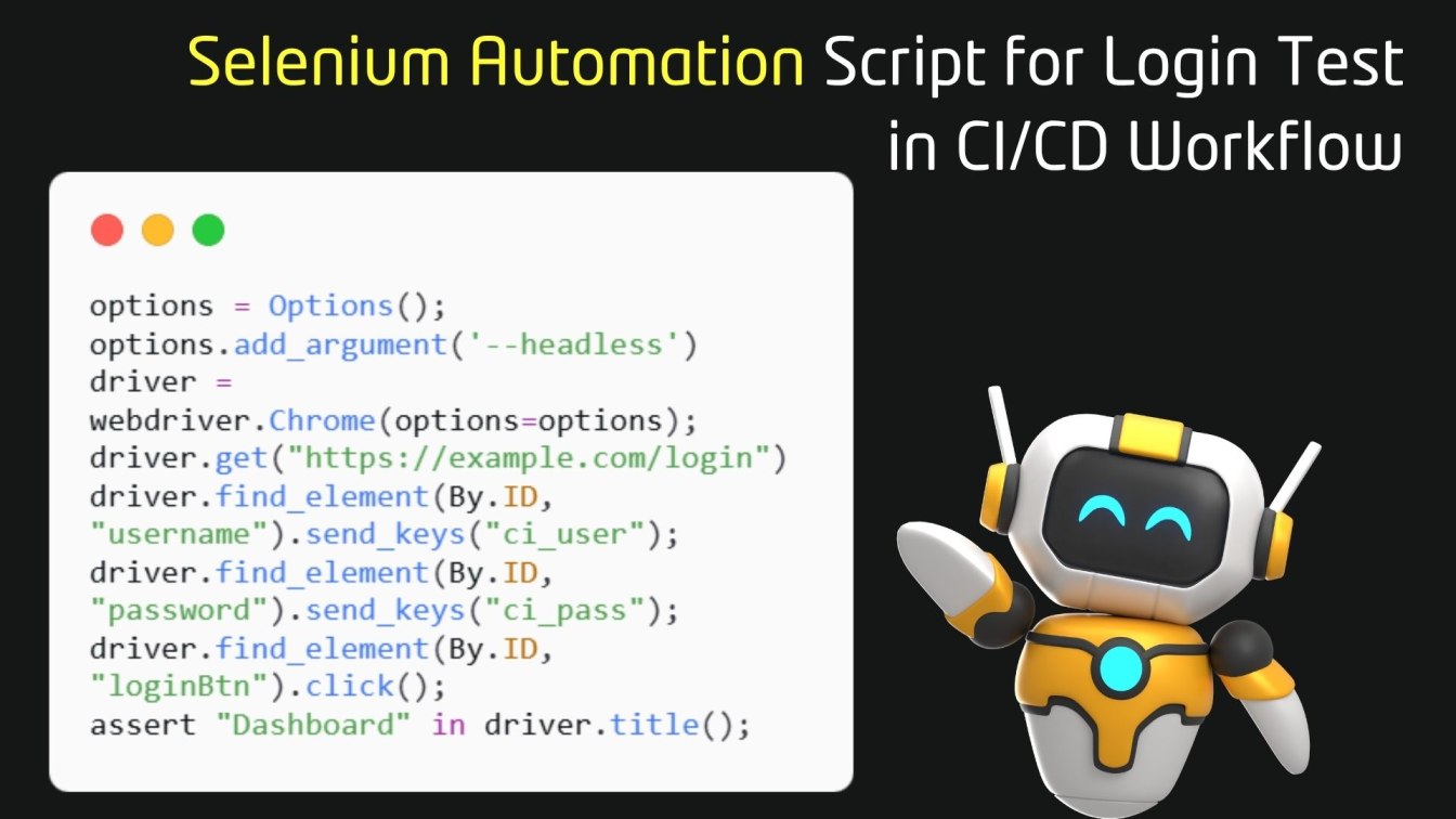 Selenium Automation Script for Login Test in CI/CD Workflow