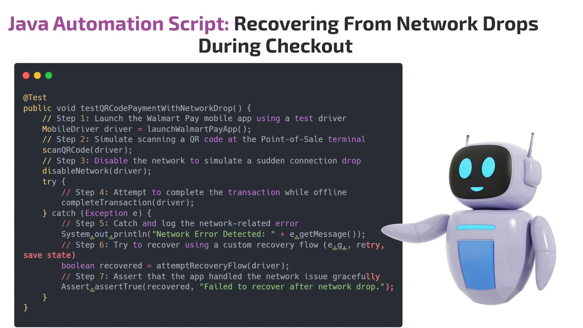 Java Automation Script: Recovering From Network Drops During Checkout