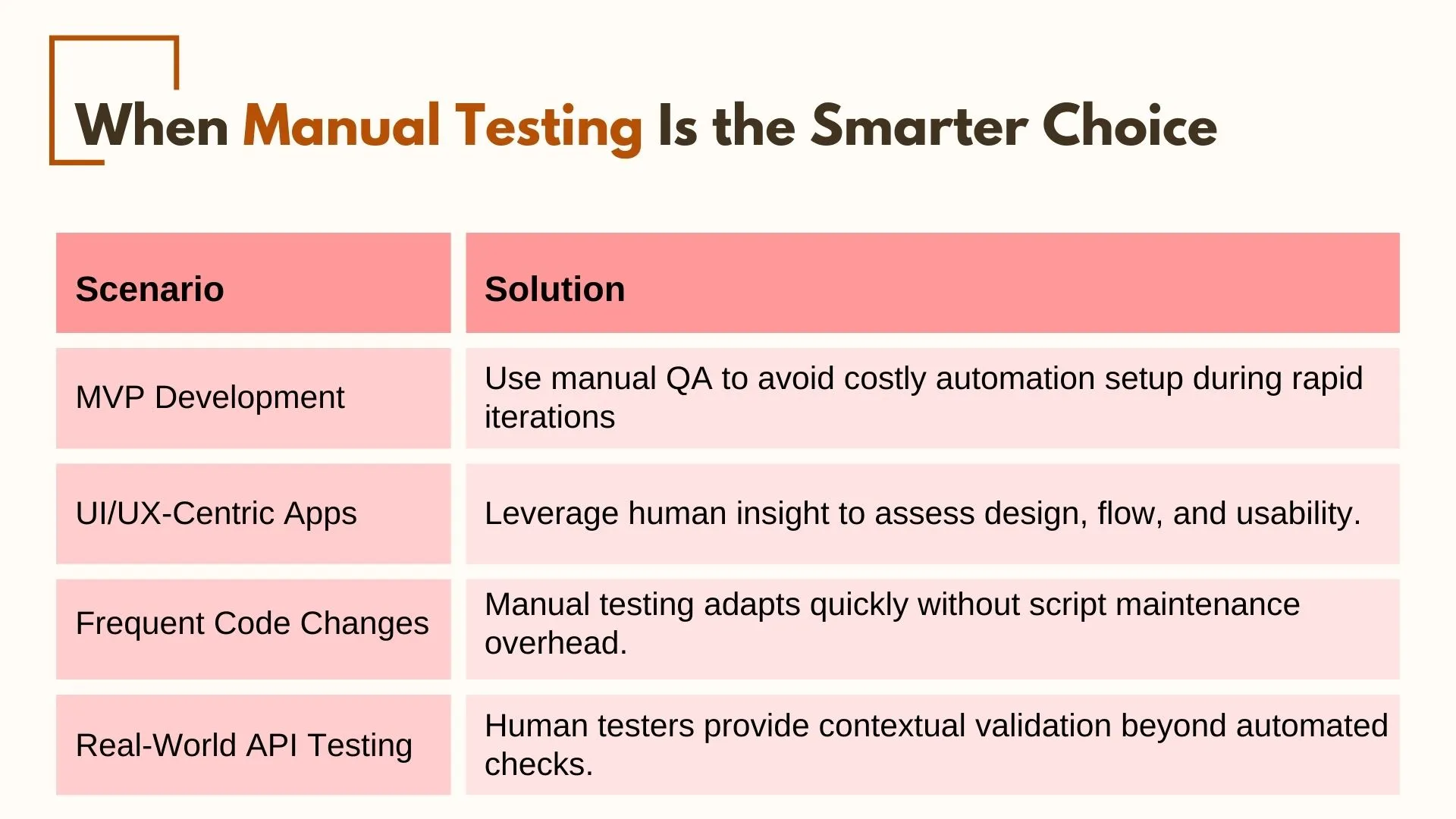 When Manual Testing Is the Smarter Choice