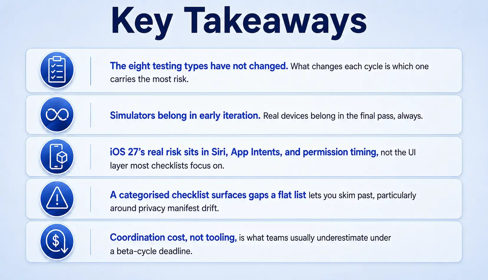 Key Takeaways iOs App Testing