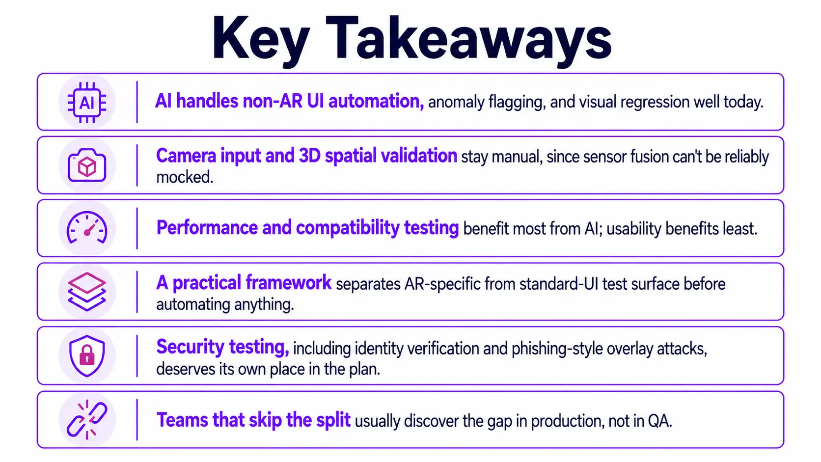 Key Takeaways for Impact of AI on AR Testing Methods