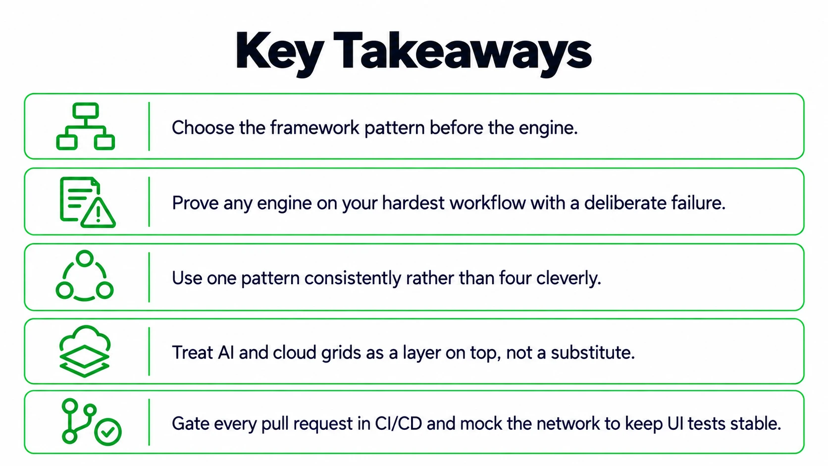 Key Takeaway for Test Automation Frameworks
