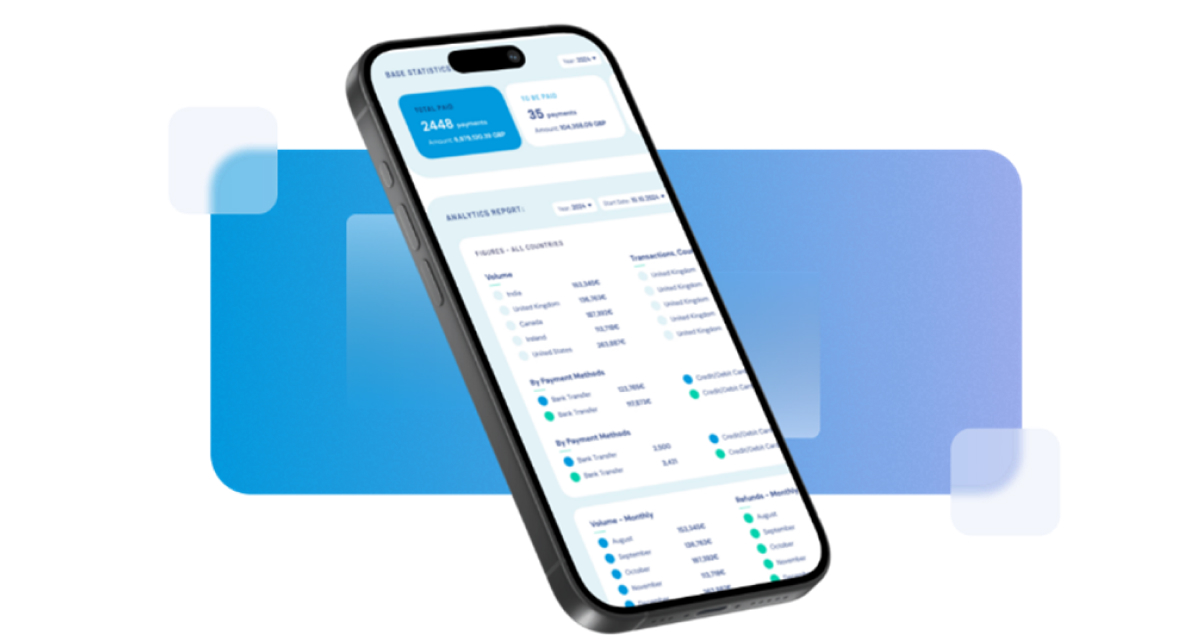 A mobile phone with the TransferMate Education API Dashboard