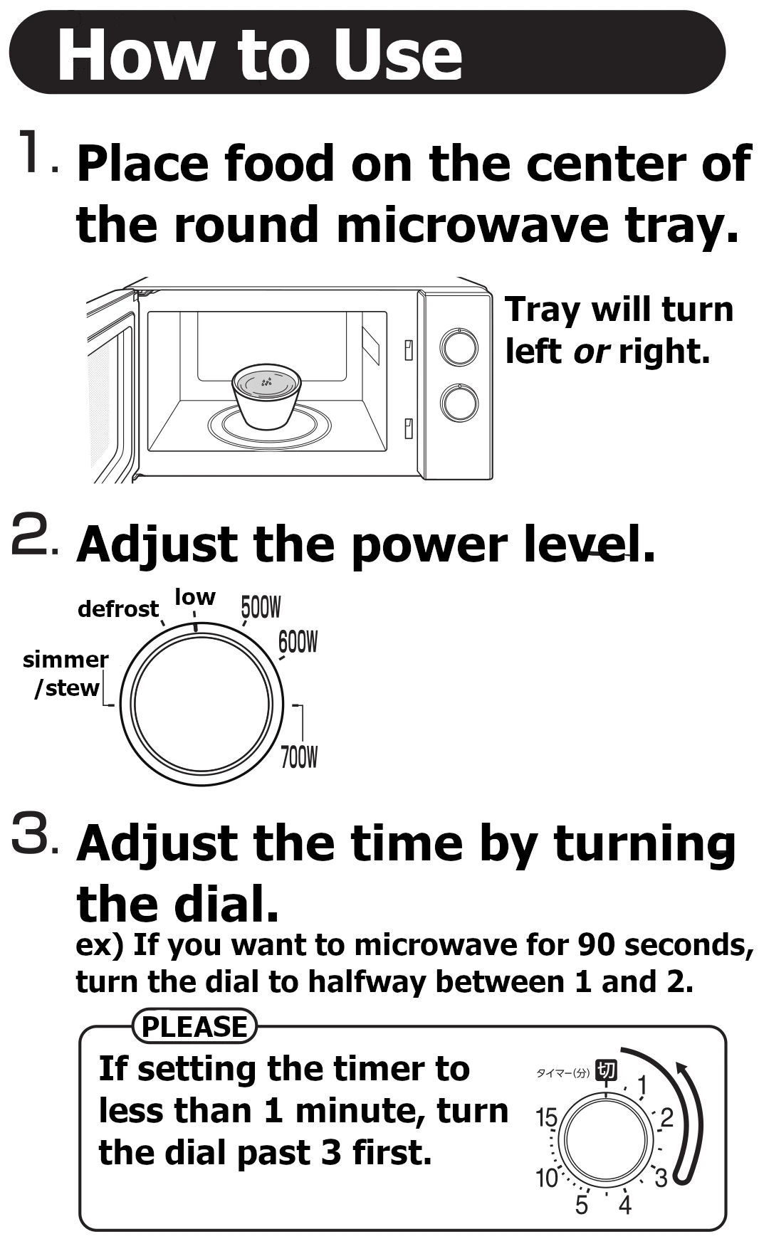 an image with instructions on how to use the microwave