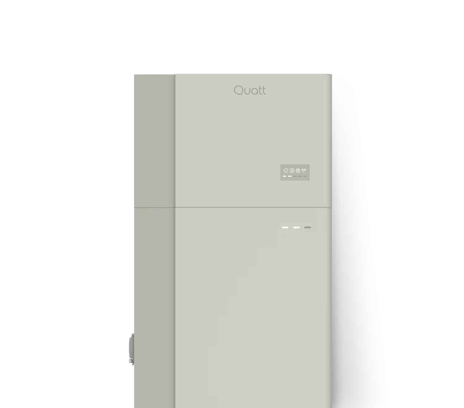 Quatt HomeBattery. Een lichtgroene thuisbatterij met een mooi design.