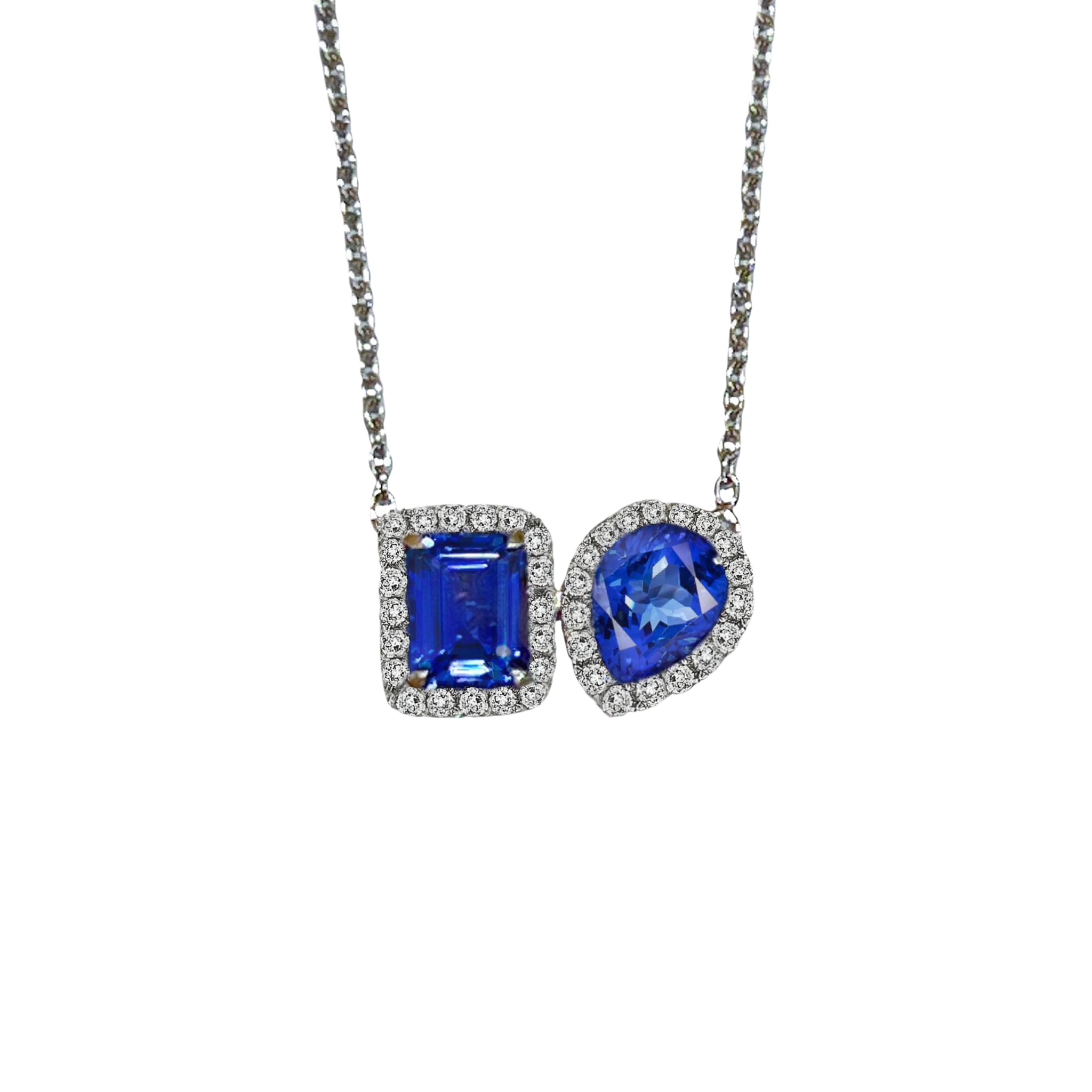 18K White Gold Tanzanite and Diamond Pendant - Classic Collection - Dejade Jewellery