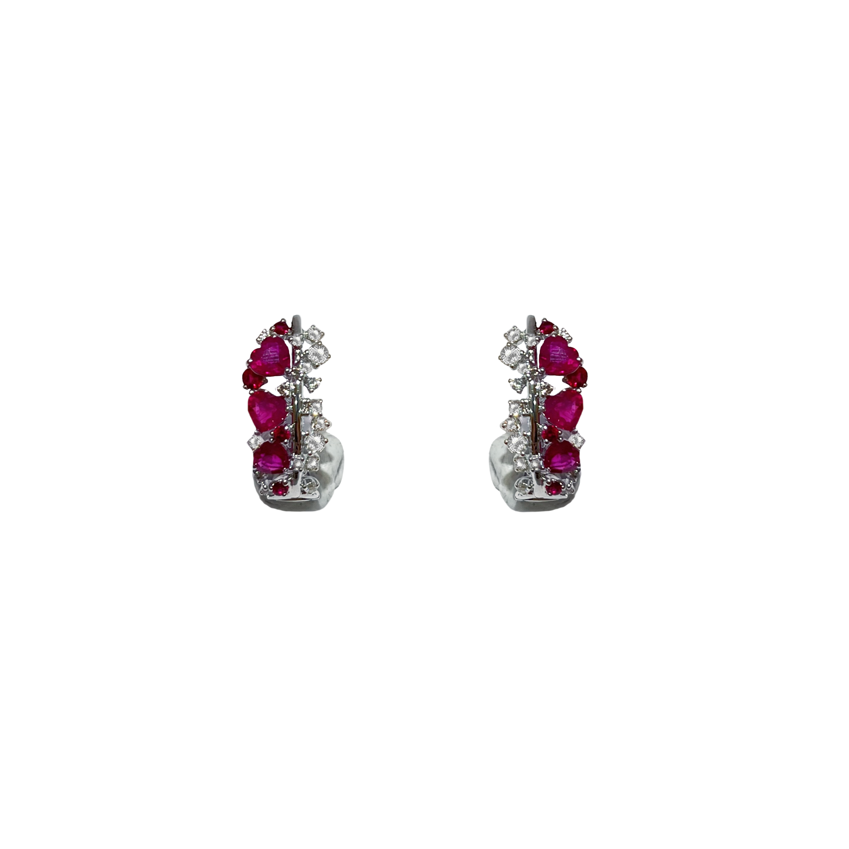 18K White Gold Rose Collection Ruby and Diamond Earrings - Rose Collection - Dejade Jewellery