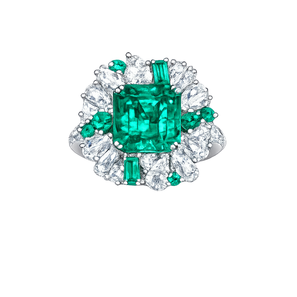 Accompanied by GRS report, stating that 1.85 carat natural emerald originate from Colombia, vivid green color with Minor oil treatment.