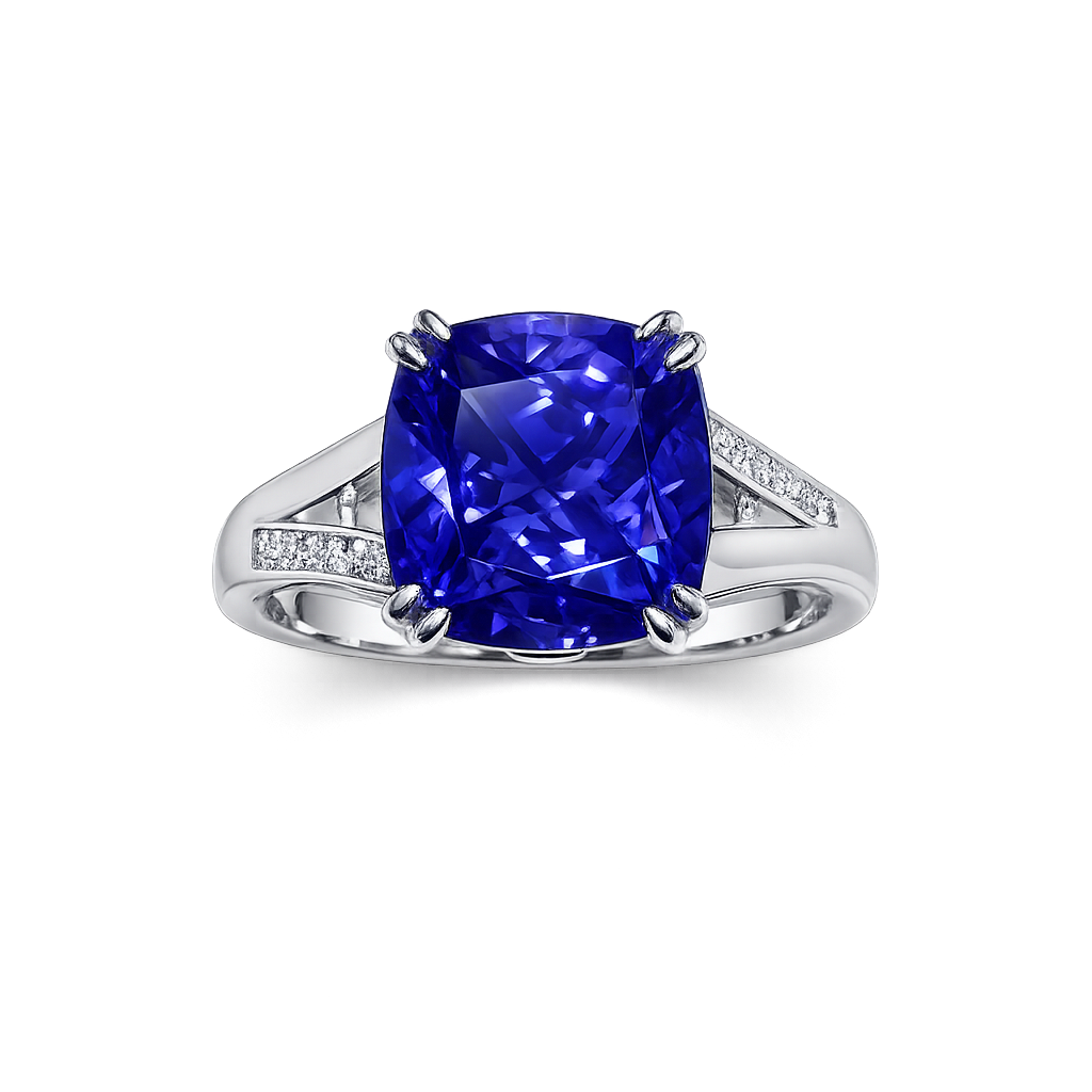 Accompanied by GIA report, stating the 4.99 ct tanzanite is natural and tested as tanzanite.