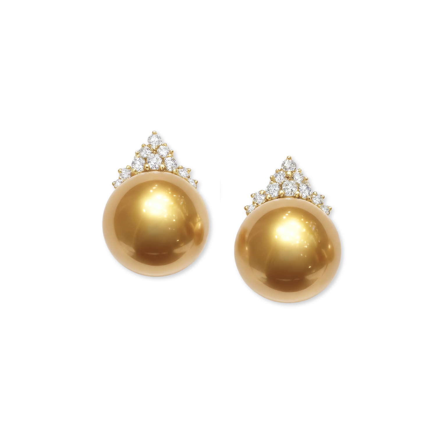 Classic Collection 18K Golden South Sea Pearl and Diamond Earrings