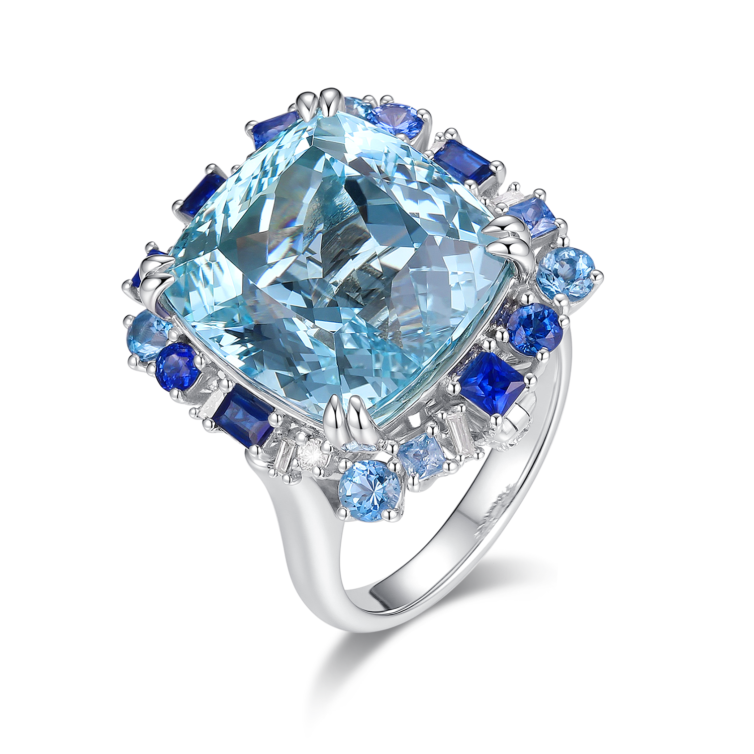 Accompanied by a GIA report, stating that the 15.52 carat aquamarine is natural and Greenish Blue.