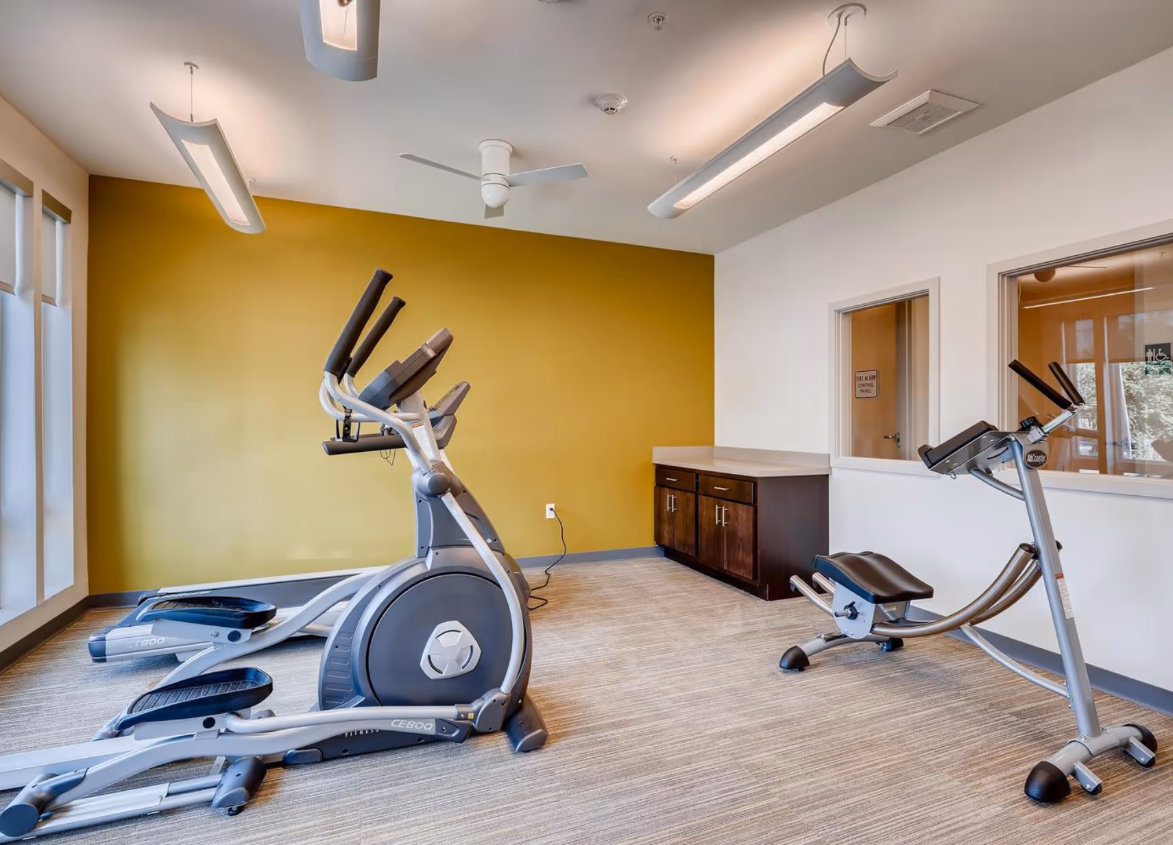 Gym with stationary bike