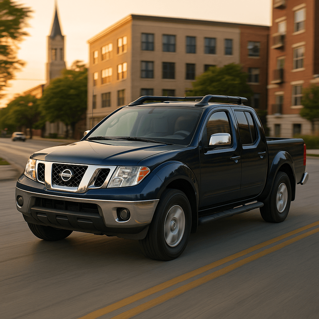 2009 Nissan Frontier SE parked on street in Omaha after crankshaft and camshaft position sensor replacement to fix intermittent stalling and hard starting problems