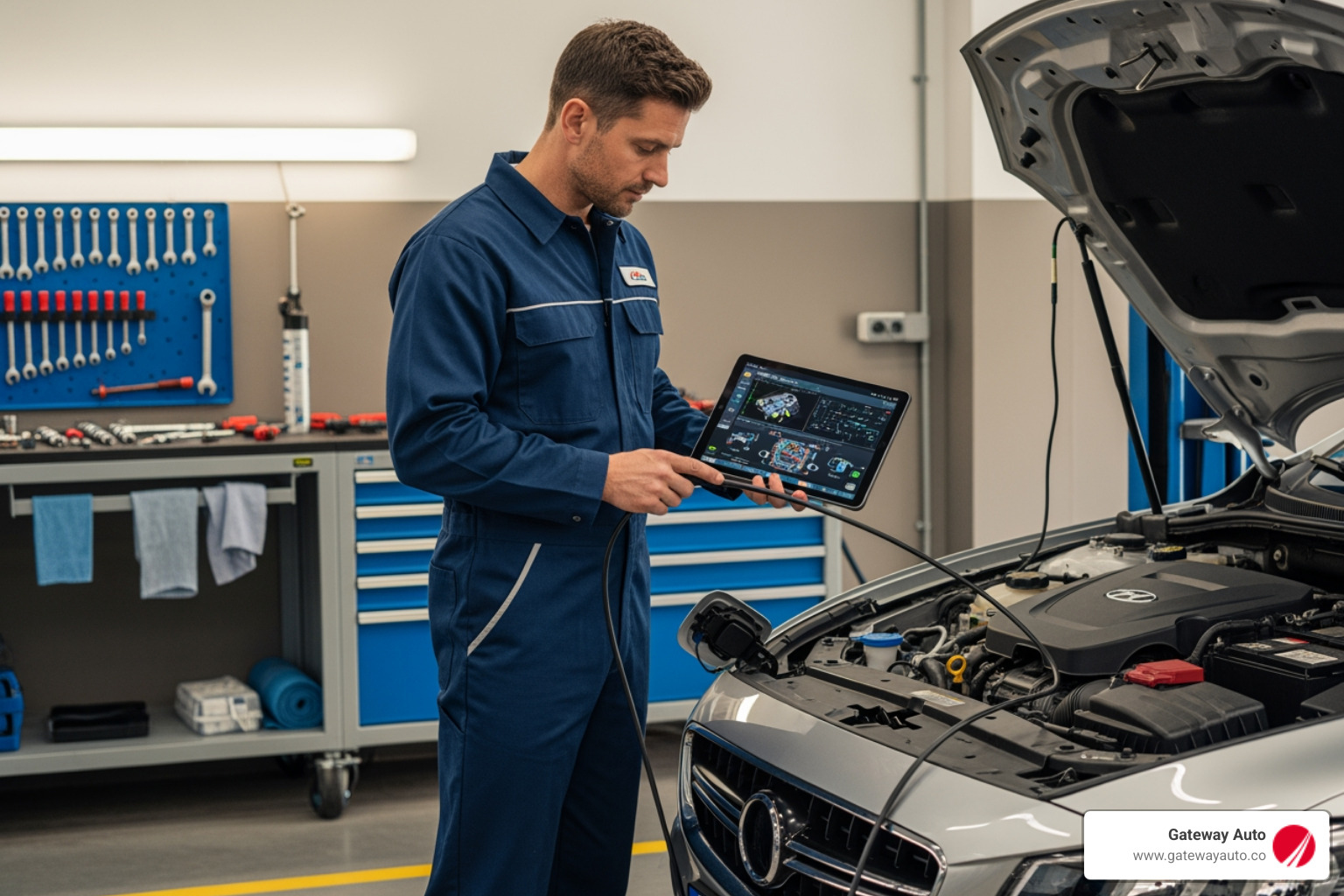 technician using diagnostic tool - Omaha pre purchase inspection
