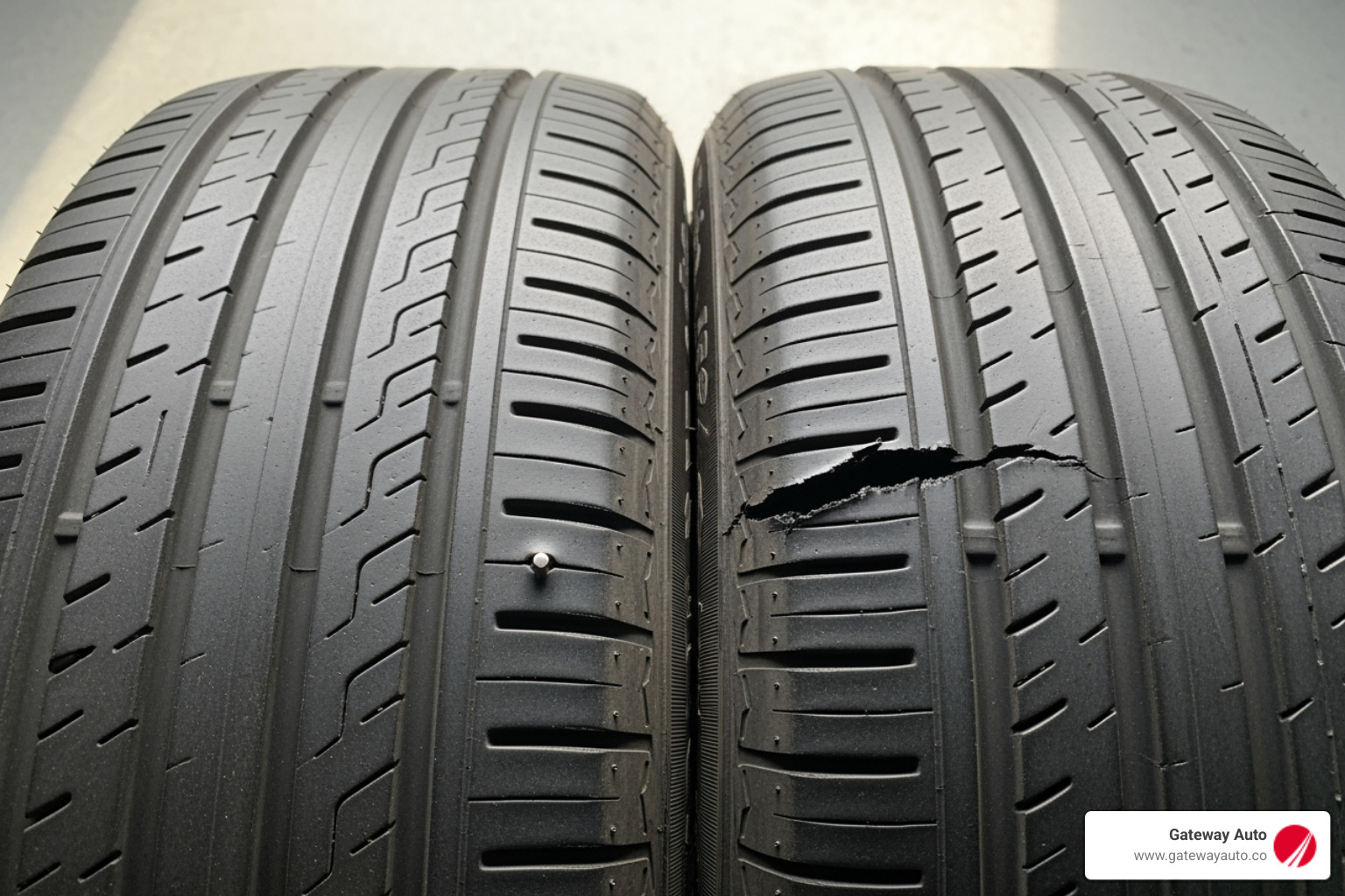 tire with a nail in the tread vs. a tire with sidewall damage - tire repair omaha