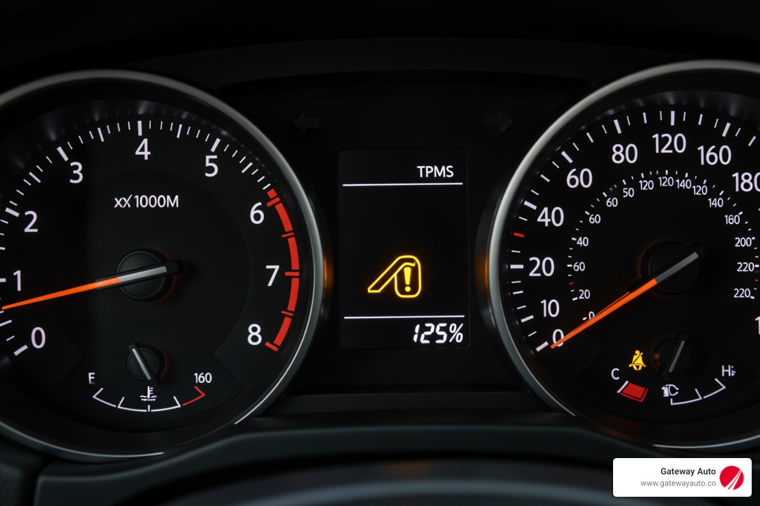 dashboard with the TPMS light on - tire repair omaha