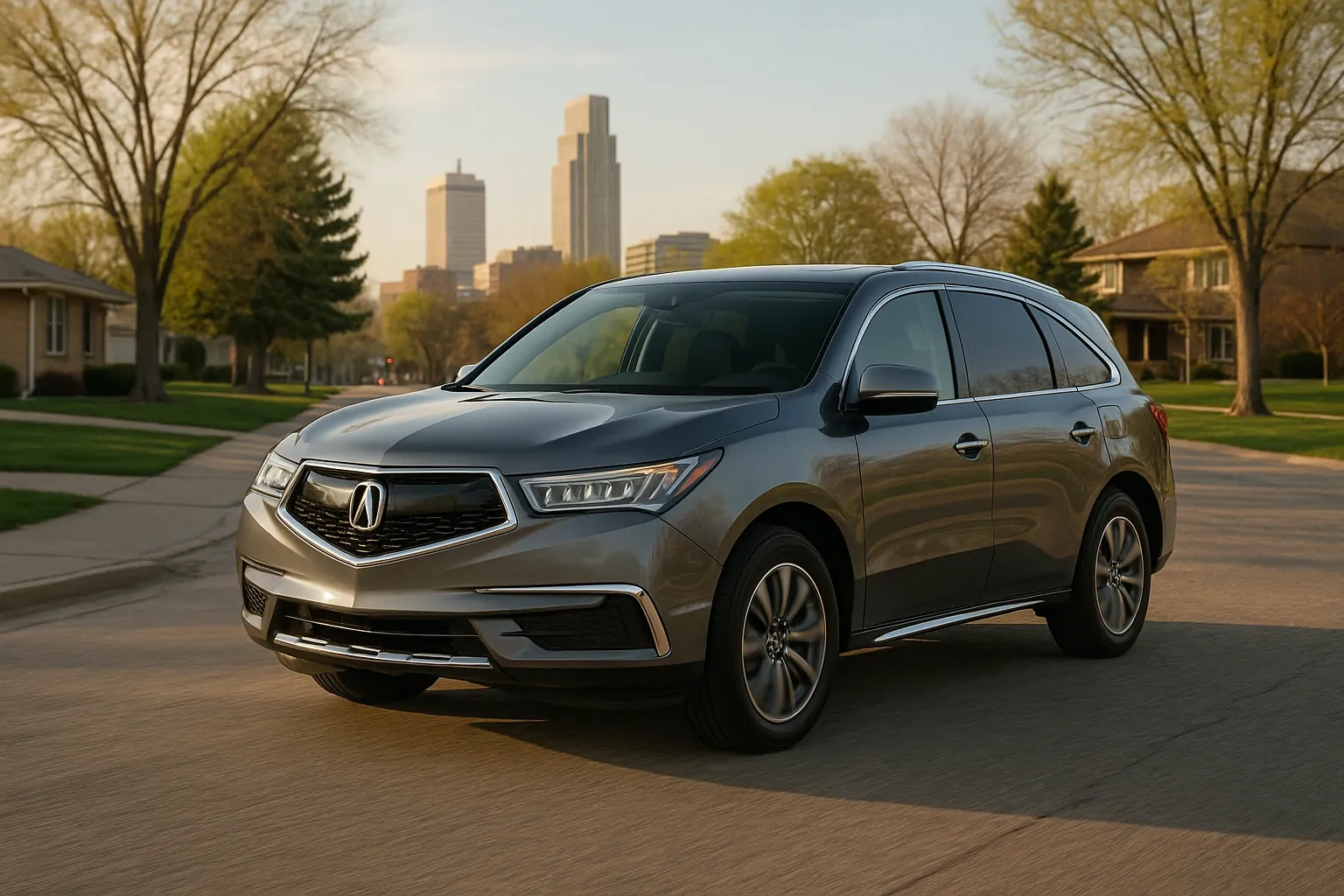 2016 Acura MDX SH-AWD parked on street in Omaha after sway bar link replacement to fix loud popping noise from suspension