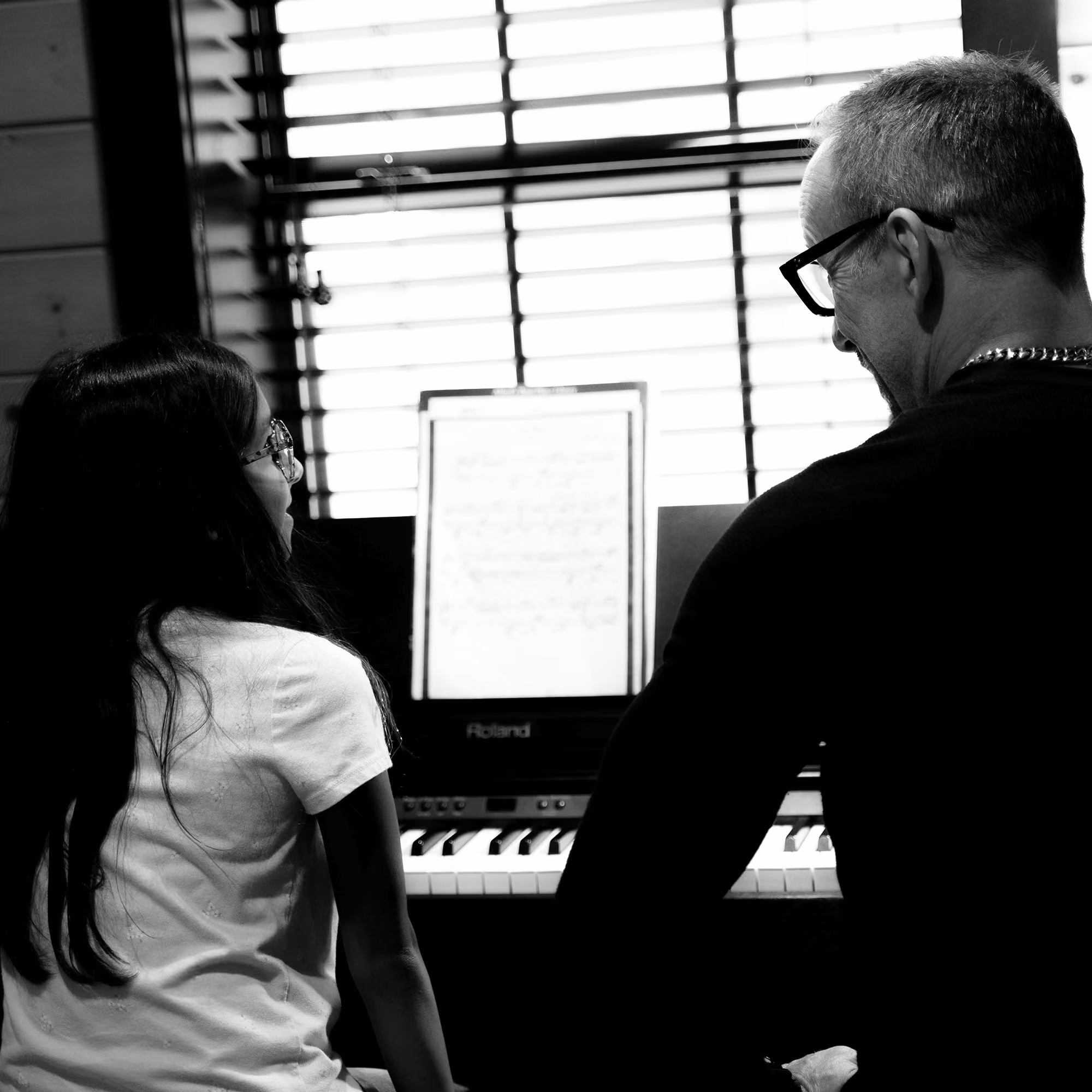 Piano student in a one-on-one lesson at The Talent House in Cypress, TX.