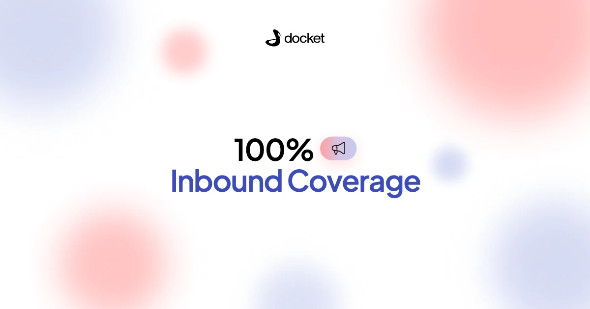 100% Inbound Coverage – Docket blog banner