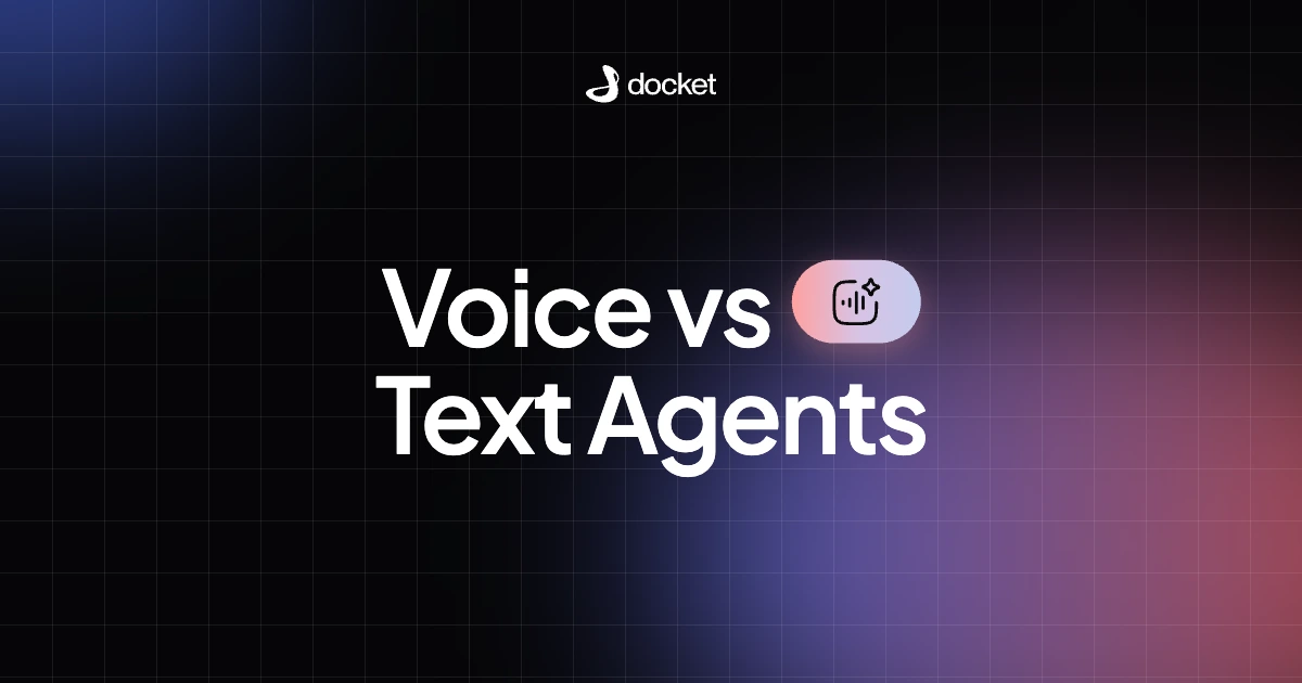 Voice vs Text Agents – Docket blog banner