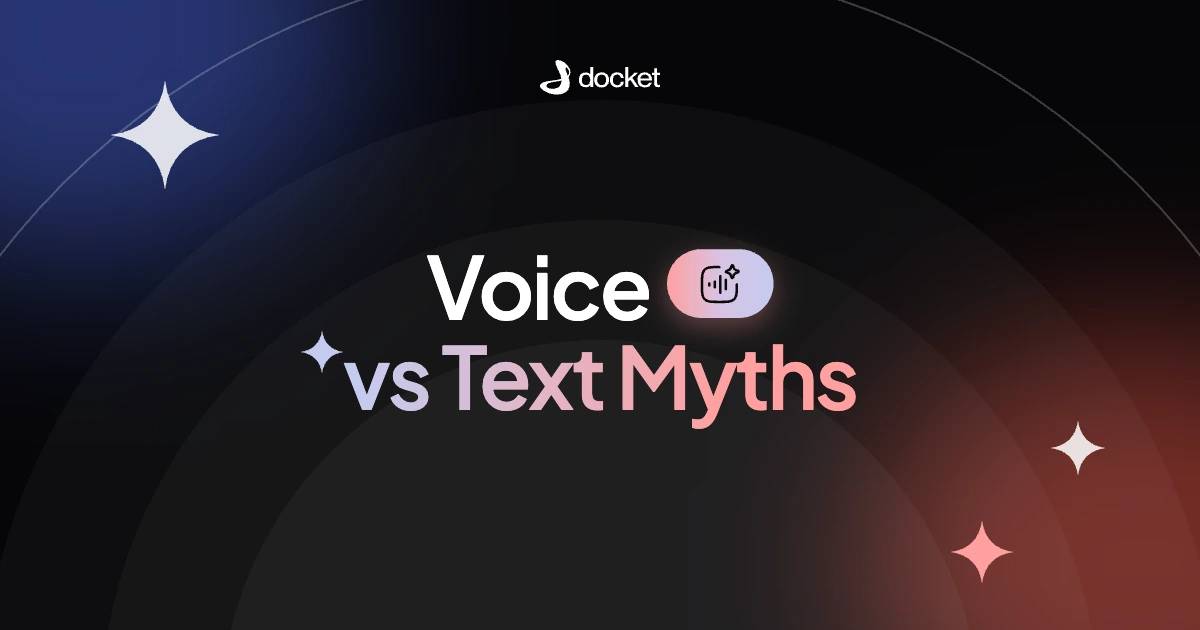 Voice vs Text Myths – Docket blog banner
