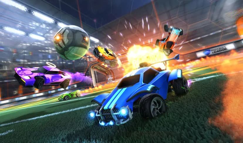 Rocket League car on the field